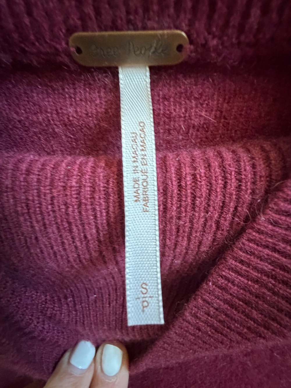 Small free people so low so high Relaxed cashmere Turtleneck Sweater Wine Red - Picture 4 of 17
